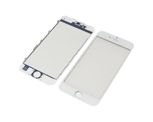 Стекло тачскрина для Apple iPhone 6s белое с рамкой и OCA плёнкой HC