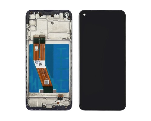 Дисплей для Samsung A115/ M115 Galaxy A11 (2020)/ M11 (2020) с чёрным тачскрином и корпусной рамкой