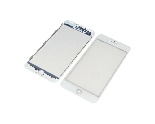Стекло тачскрина для Apple iPhone 7 Plus белое с рамкой и OCA плёнкой HC