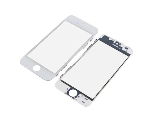 Стекло тачскрина для Apple iPhone 5s белое с рамкой и OCA плёнкой HC