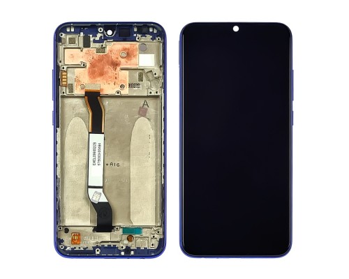 Дисплей для Xiaomi Redmi Note 8 с чёрным тачскрином и синей корпусной рамкой
