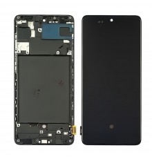 Дисплей для Samsung A715 Galaxy A71 (2020) с чёрным тачскрином и чёрной корпусной рамкой (с широким ободком) OLED