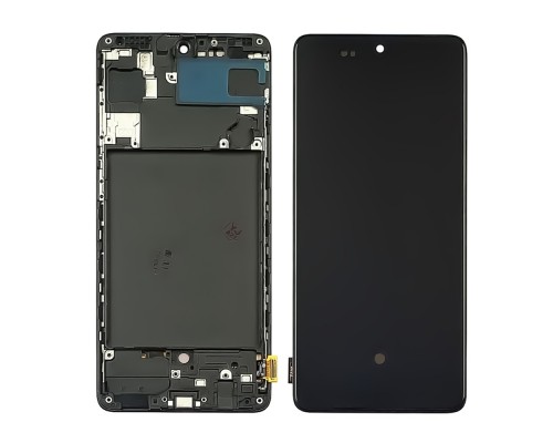 Дисплей для Samsung A715 Galaxy A71 (2020) с чёрным тачскрином и чёрной корпусной рамкой (с широким ободком) OLED