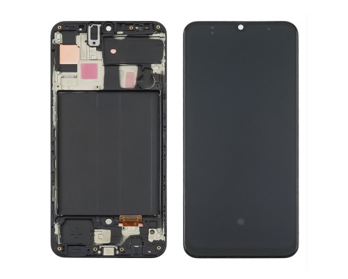 Дисплей для Samsung A505 Galaxy A50 (2019) с чёрным тачскрином и корпусной рамкой Original