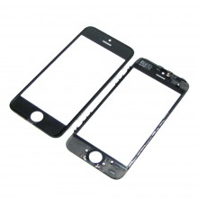 Стекло тачскрина для Apple iPhone 5s чёрное с рамкой и OCA плёнкой HC
