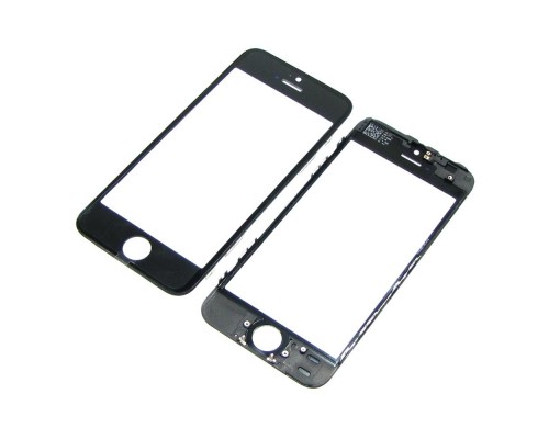Стекло тачскрина для Apple iPhone 5s чёрное с рамкой и OCA плёнкой HC