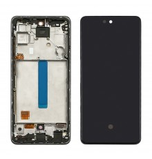 Дисплей для Samsung A525 Galaxy A52 (2020) с чёрным тачскрином и серебристой корпусной рамкой OLED