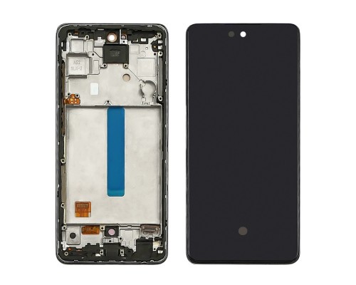 Дисплей для Samsung A525 Galaxy A52 (2020) с чёрным тачскрином и серебристой корпусной рамкой OLED
