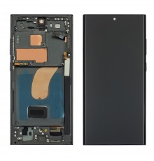 Дисплей для Samsung S918B Galaxy S23 Ultra с чёрным тачскрином и серой корпусной рамкой OLED
