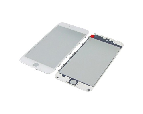 Стекло тачскрина для Apple iPhone 6 Plus белое с рамкой и OCA плёнкой HC