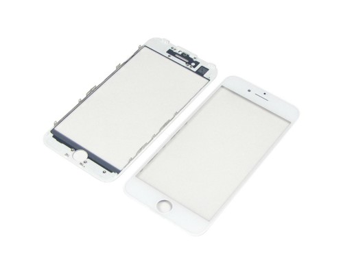 Стекло тачскрина для Apple iPhone 7 белое с рамкой и OCA плёнкой HC