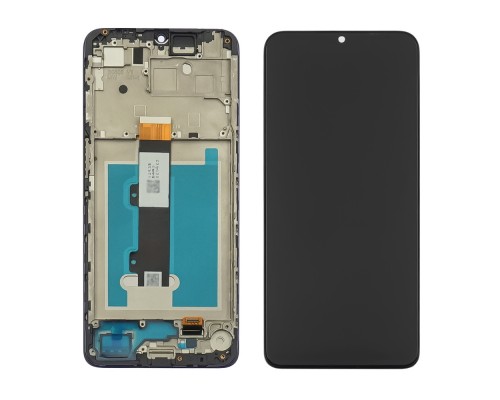 Дисплей для Motorola E22 с чёрным тачскрином и корпусной рамкой