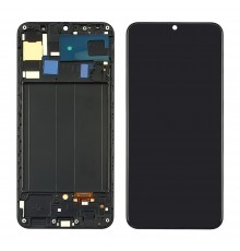 Дисплей для Samsung A305 Galaxy A30 (2019) с чёрным тачскрином и корпусной рамкой OLED