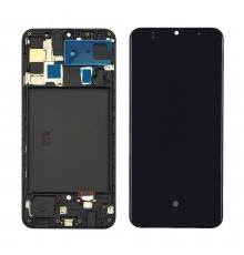 Дисплей для Samsung A505 Galaxy A50 (2019) с чёрным тачскрином и корпусной рамкой OLED
