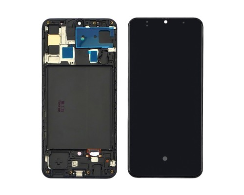 Дисплей для Samsung A505 Galaxy A50 (2019) с чёрным тачскрином и корпусной рамкой OLED