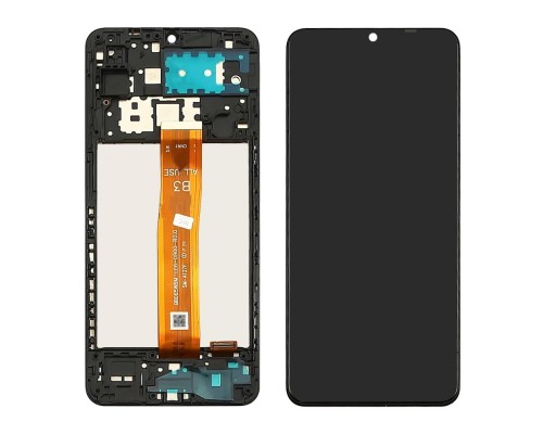 Дисплей для Samsung A127F Galaxy A12S (2021) с чёрным тачскрином и корпусной рамкой