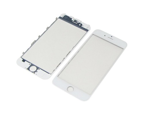 Стекло тачскрина для Apple iPhone 6 белое с рамкой и OCA плёнкой HC