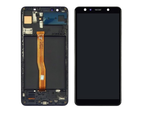 Дисплей для Samsung A750 Galaxy A7 (2018) с чёрным тачскрином и корпусной рамкой OLED