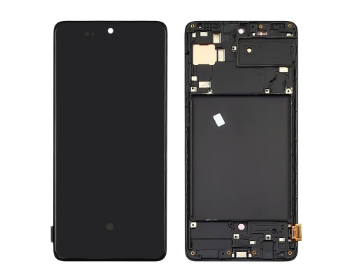 Дисплей для Samsung A715 Galaxy A71 (2020) с чёрным тачскрином и чёрной корпусной рамкой OLED