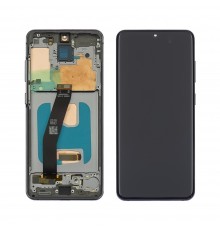 Дисплей для Samsung G980 Galaxy S20 с чёрным тачскрином и серебристой корпусной рамкой OLED