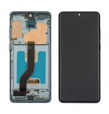 Дисплей для Samsung G985 Galaxy S20 Plus с чёрным тачскрином и голубой корпусной рамкой OLED