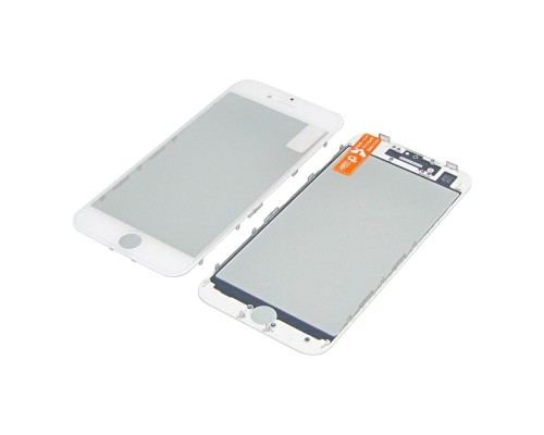 Стекло тачскрина для Apple iPhone 8 белое с рамкой и OCA плёнкой HC