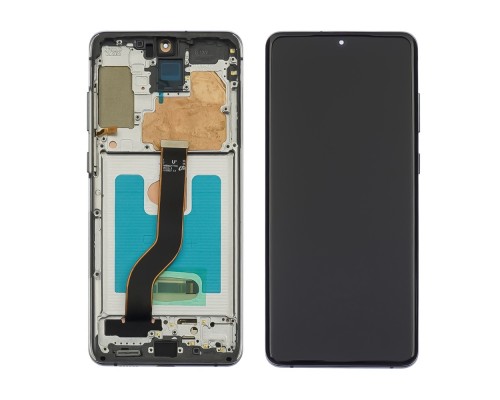 Дисплей для Samsung G985 Galaxy S20 Plus с чёрным тачскрином и серебристой корпусной рамкой OLED