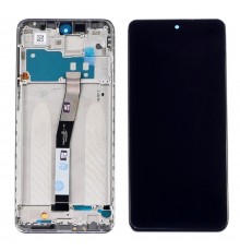 Дисплей для Xiaomi Redmi Note 9S/ Note 9 Pro/ Note 9 Pro Max с чёрным тачскрином и серебристой корпусной рамкой