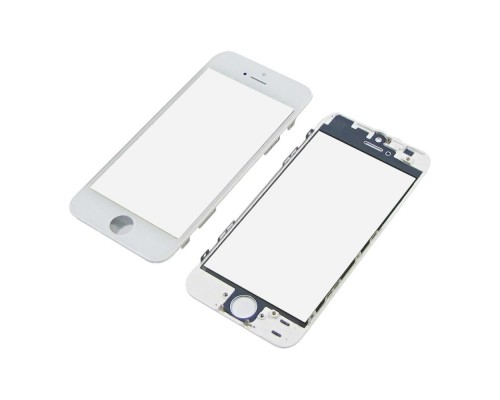 Стекло тачскрина для Apple iPhone 5 белое с рамкой и OCA плёнкой HC