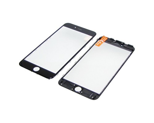 Стекло тачскрина для Apple iPhone 6s Plus чёрное с рамкой и OCA плёнкой HC