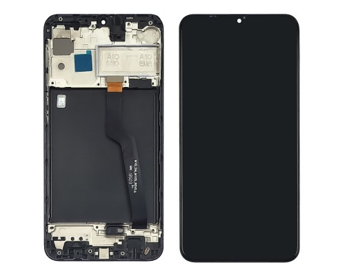 Дисплей для Samsung A105 Galaxy A10 (2019) с чёрным тачскрином и корпусной рамкой