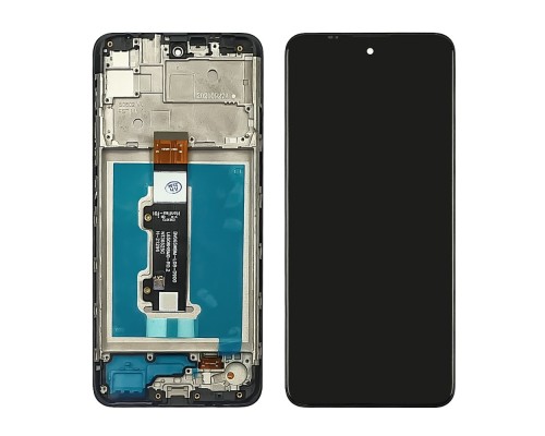 Дисплей для Motorola E40 с чёрным тачскрином и корпусной рамкой
