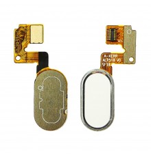 Шлейф для Meizu M3 Note (L681H) (14pin) с бело-серебристой кнопкой HOME (сенсорная)
