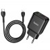 Сетевое зарядное устройство Hoco N5 USB/ Type-C QC PD черное + кабель Type-C to Lightning