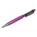 Стилус ёмкостный , с шариковой ручкой, металлический, фиолетовый с кристаллами цветов радуги