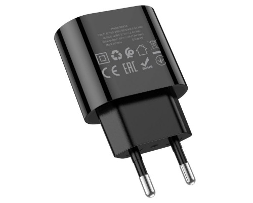 Сетевое зарядное устройство Borofone BA63A 2 USB с дисплеем черное