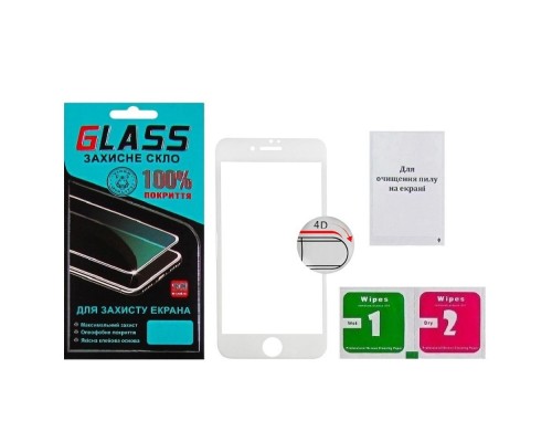 Защитное стекло для Apple iPhone 7 Plus/ 8 Plus (0.3 мм, 4D белое) Люкс