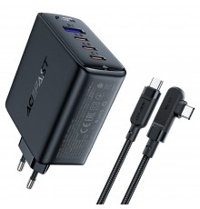 Сетевое зарядное устройство Acefast A37 USB/ 3 Type-C QC PD 100W черное + кабель Type-C to Type-C