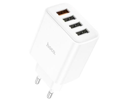 Сетевое зарядное устройство Hoco C102A 4 USB QC белое