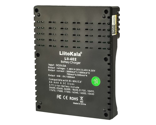 Сетевое зарядное устройство LiitoKala Lii-402 для аккумуляторов 18650/ АА/ ААА и других, 4 слота