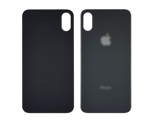 Заднее стекло корпуса для Apple iPhone XS Space Gray (серое) (Big hole) HC