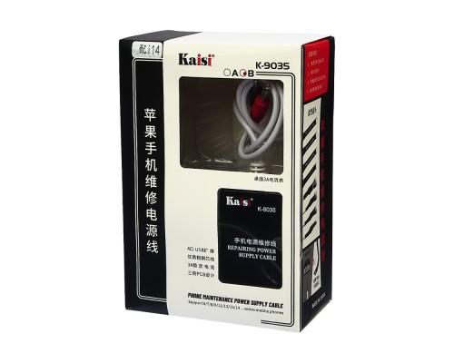 Кабели для блоков питания Kaisi K-9035B, c разъемами для подключения плат iPhone 6 - 14 Pro Max и переходником от БП к USB (4шт)