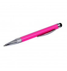 Стилус ёмкостный , с выдвижной шариковой ручкой, металлический, розовый