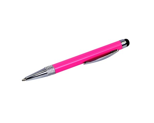 Стилус ёмкостный , с выдвижной шариковой ручкой, металлический, розовый