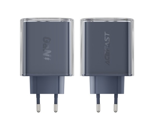 Сетевое зарядное устройство Acefast A45 USB/ 2 Type-C QC PD PD65W GaN серое