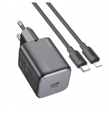 Сетевое зарядное устройство Hoco N40 Type-C PD 20W black + кабель Type-C to Lightning