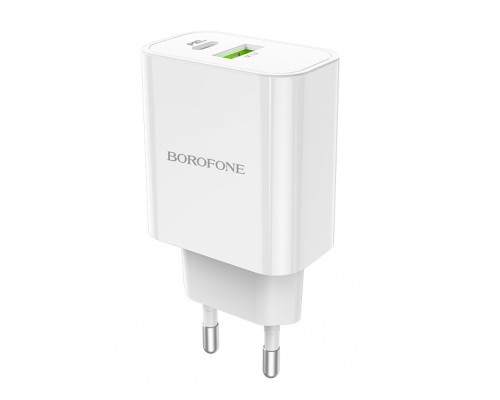 Сетевое зарядное устройство Borofone BA55A USB/ Type-C QC PD белое