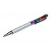 Стилус ёмкостный , с шариковой ручкой, металлический, белый с кристаллами цветов радуги