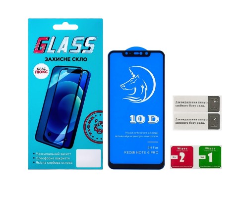 Защитное стекло для Xiaomi Redmi Note 6 Pro Full Glue Titanium (0.3 мм, чёрное) Люкс