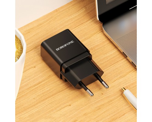 Сетевое зарядное устройство Borofone BA19A USB черное + кабель USB to MicroUSB